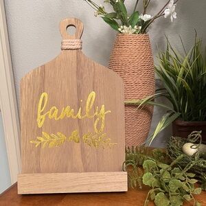 FAMILY Easel or Cookbook Stand Decor with Rope Accent